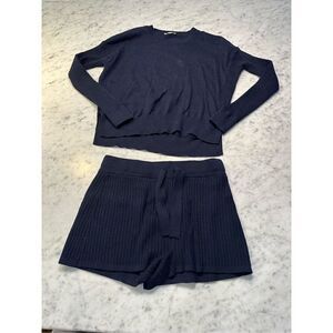 Splendid sweater shorts set navy blue sz XS